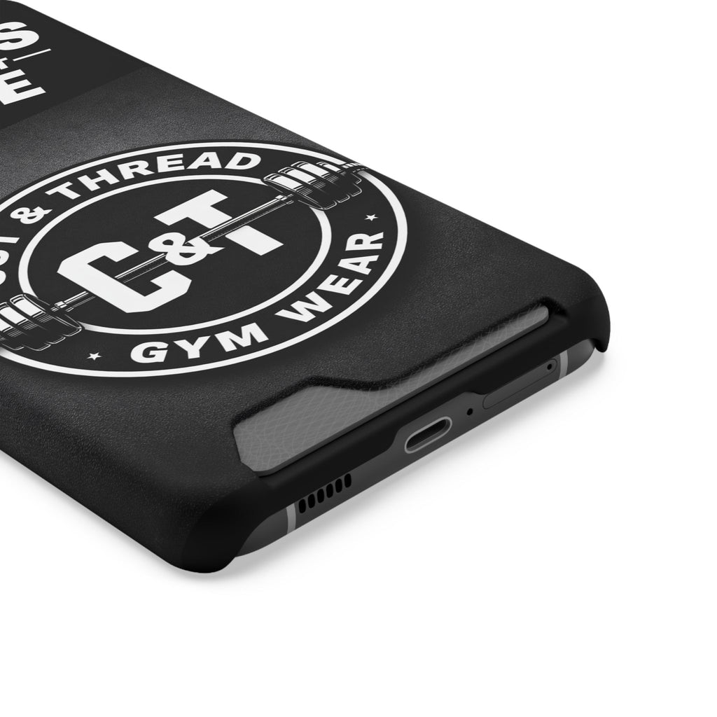 Gym Phone Case with Card Holder — “Reps Don’t Lie” Cut & Thread Design