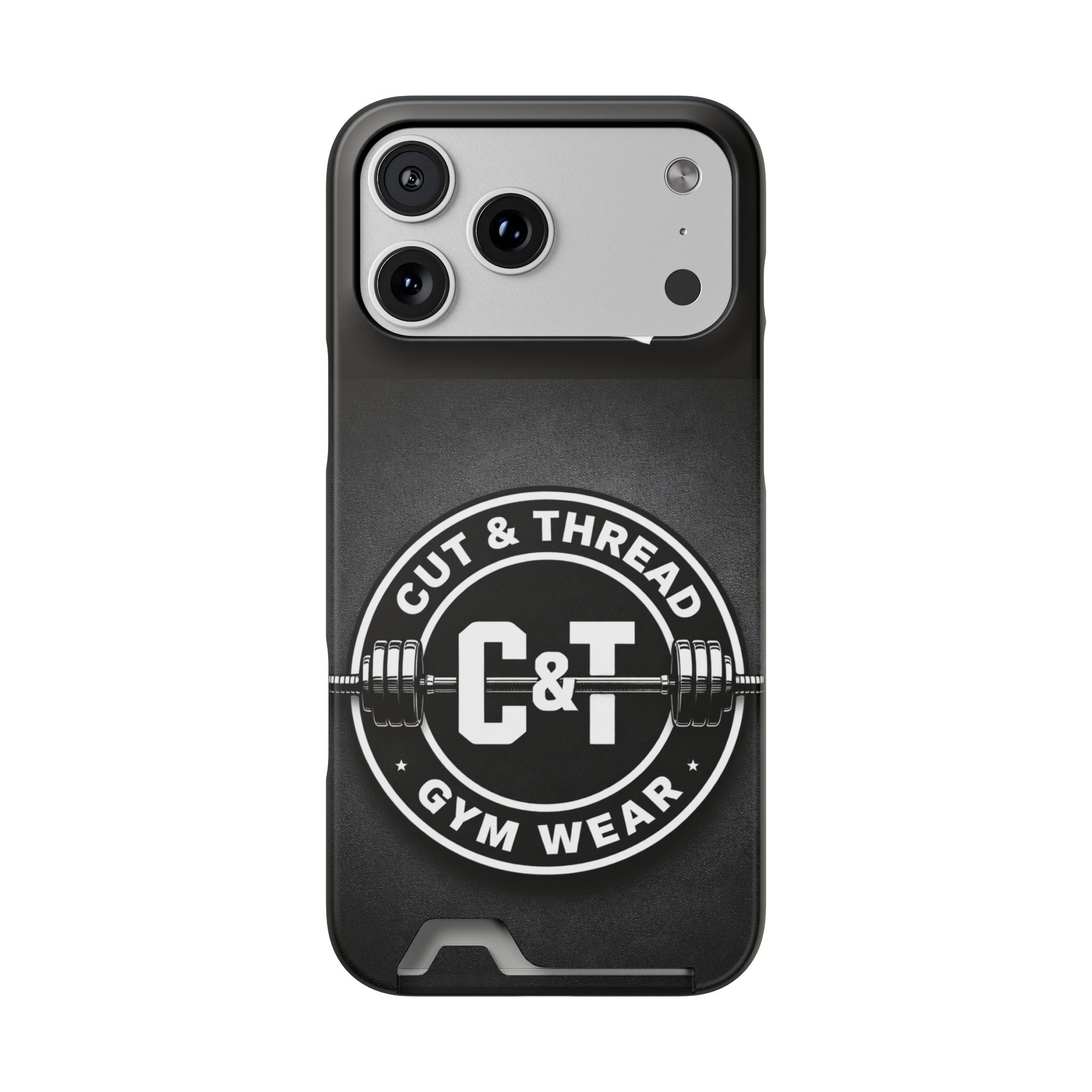 Gym Phone Case with Card Holder — “Reps Don’t Lie” Cut & Thread Design