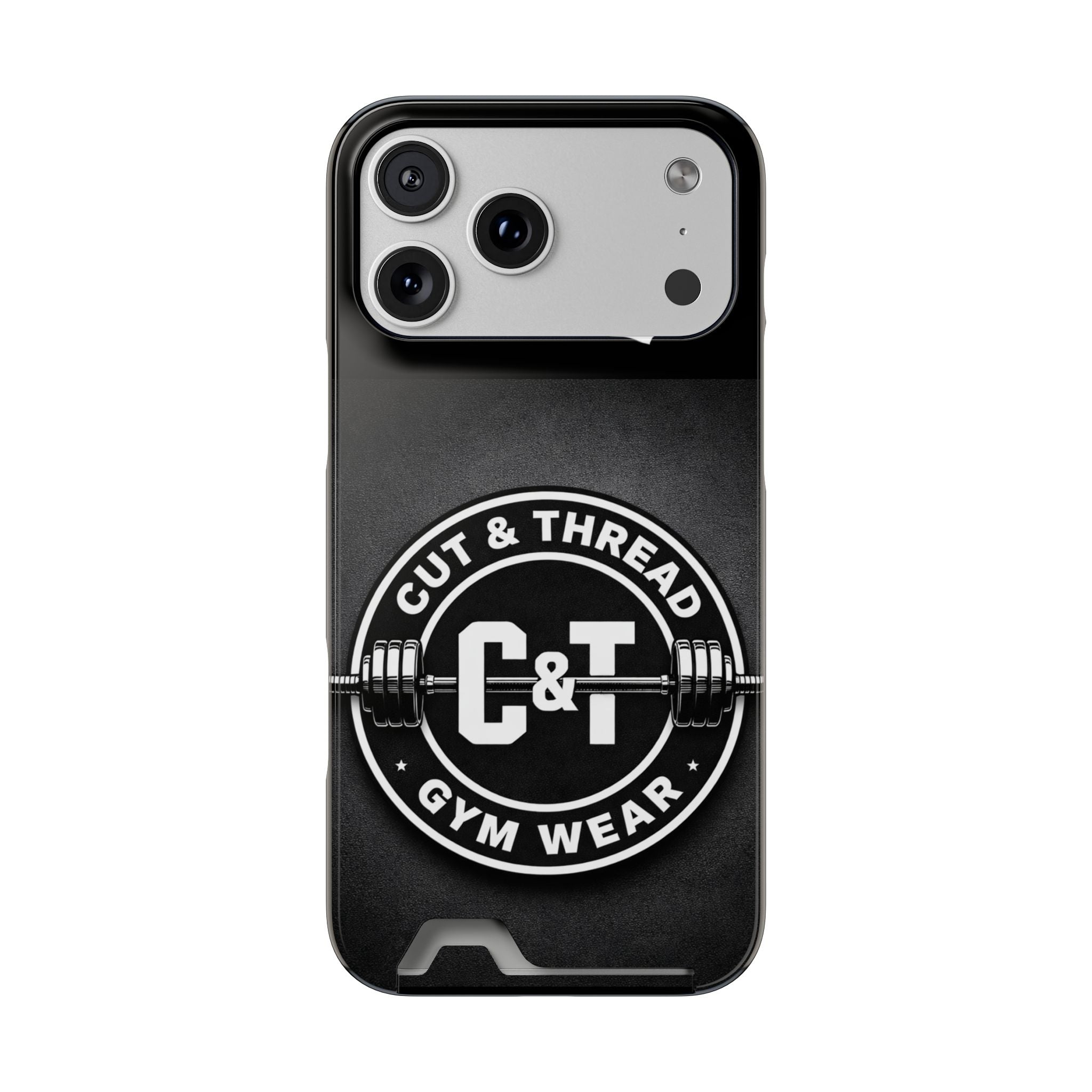 Gym Phone Case with Card Holder — “Reps Don’t Lie” Cut & Thread Design